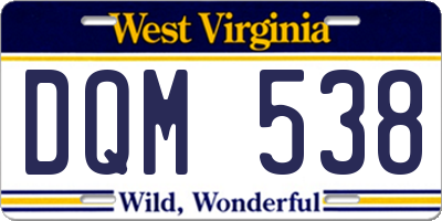 WV license plate DQM538