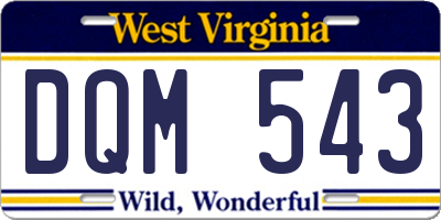 WV license plate DQM543