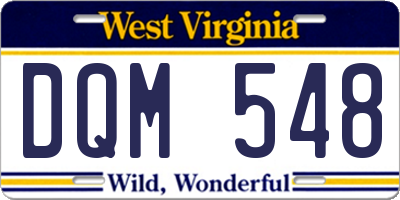 WV license plate DQM548