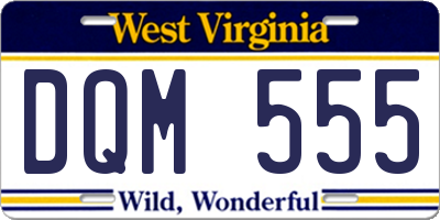 WV license plate DQM555