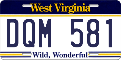 WV license plate DQM581
