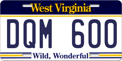 WV license plate DQM600
