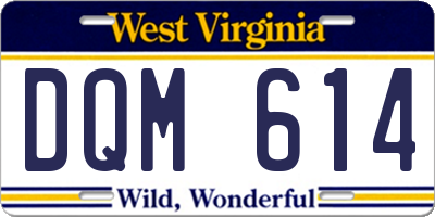 WV license plate DQM614