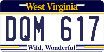 WV license plate DQM617