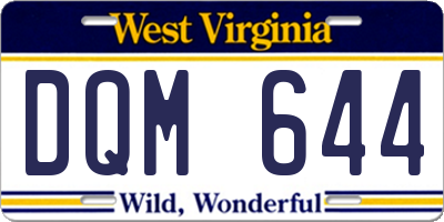 WV license plate DQM644