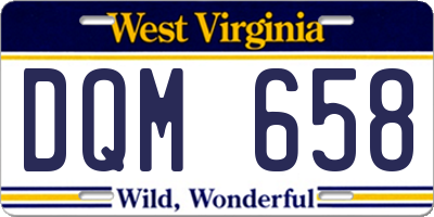 WV license plate DQM658