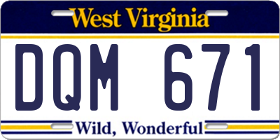 WV license plate DQM671