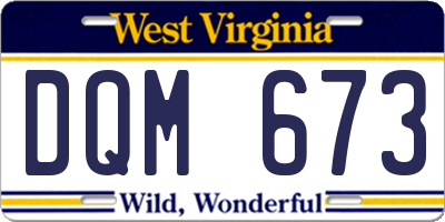 WV license plate DQM673