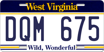 WV license plate DQM675