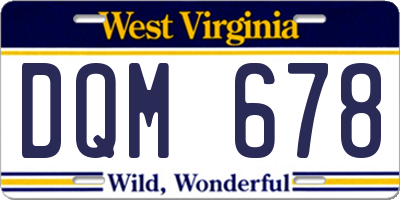 WV license plate DQM678