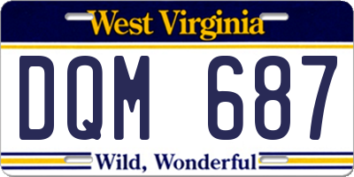 WV license plate DQM687