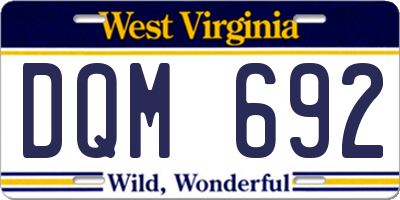 WV license plate DQM692