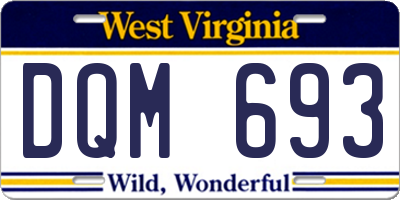 WV license plate DQM693