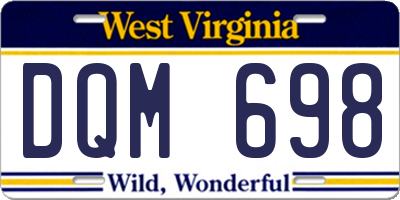 WV license plate DQM698