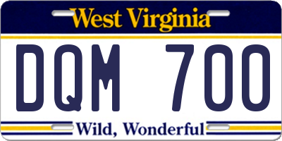 WV license plate DQM700