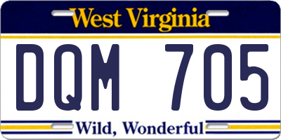 WV license plate DQM705