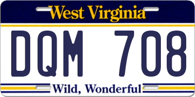 WV license plate DQM708