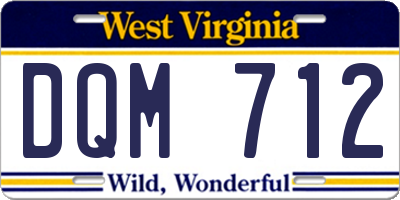 WV license plate DQM712
