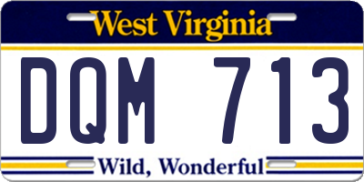 WV license plate DQM713