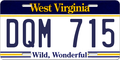 WV license plate DQM715