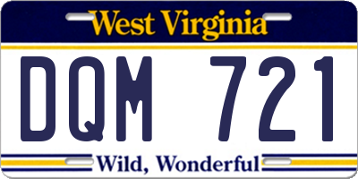 WV license plate DQM721