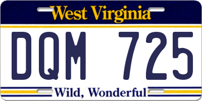 WV license plate DQM725