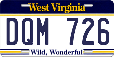 WV license plate DQM726