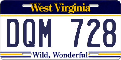 WV license plate DQM728