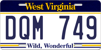 WV license plate DQM749