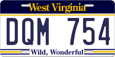 WV license plate DQM754