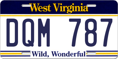 WV license plate DQM787