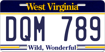 WV license plate DQM789