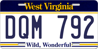 WV license plate DQM792