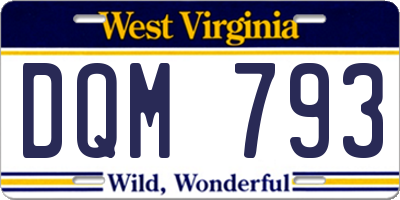 WV license plate DQM793