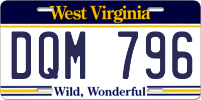 WV license plate DQM796