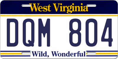 WV license plate DQM804