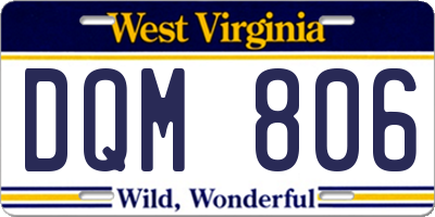 WV license plate DQM806