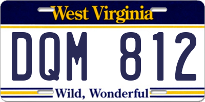 WV license plate DQM812