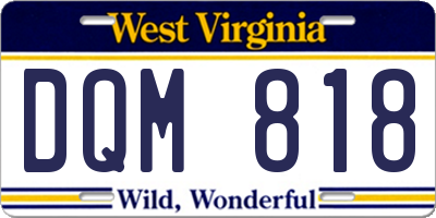 WV license plate DQM818
