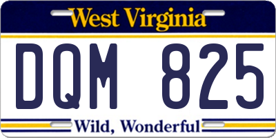 WV license plate DQM825