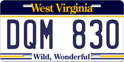 WV license plate DQM830