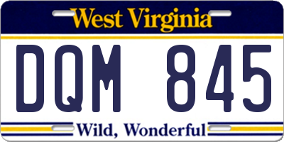 WV license plate DQM845