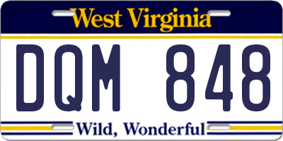 WV license plate DQM848