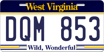 WV license plate DQM853