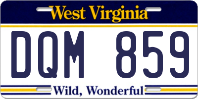 WV license plate DQM859