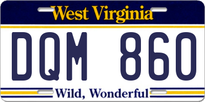 WV license plate DQM860