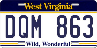 WV license plate DQM863