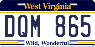 WV license plate DQM865