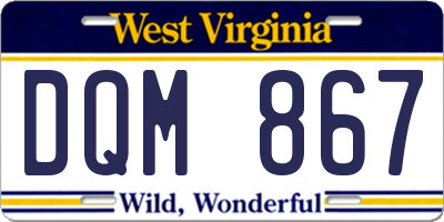 WV license plate DQM867