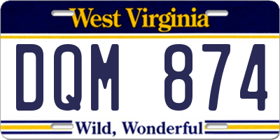 WV license plate DQM874